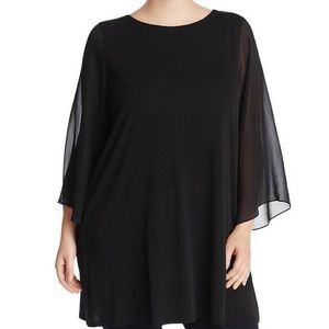 Eileen Fisher Black Split Sleeves Tunic Top